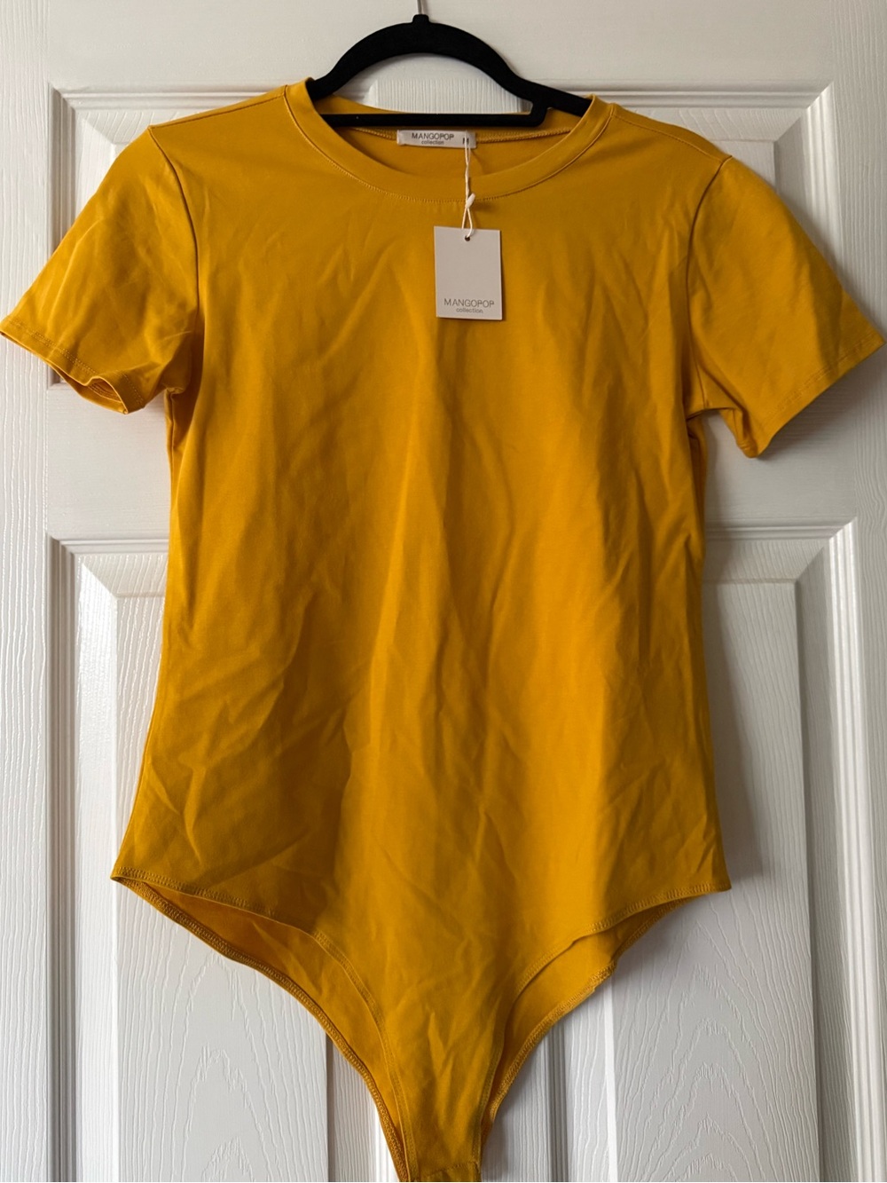 Mango Women's Mustard Crew-Neck Short-Sleeve Bodysuit